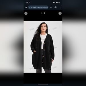 Shein 4x black button detail cardigan